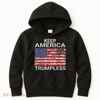 Keep America Trumpless Vintage Distressed American Flag Kids Hoodie