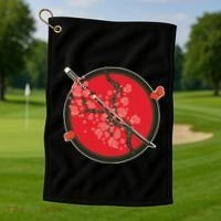 Katana Cherry Blossoms Golf Towel thumb 1