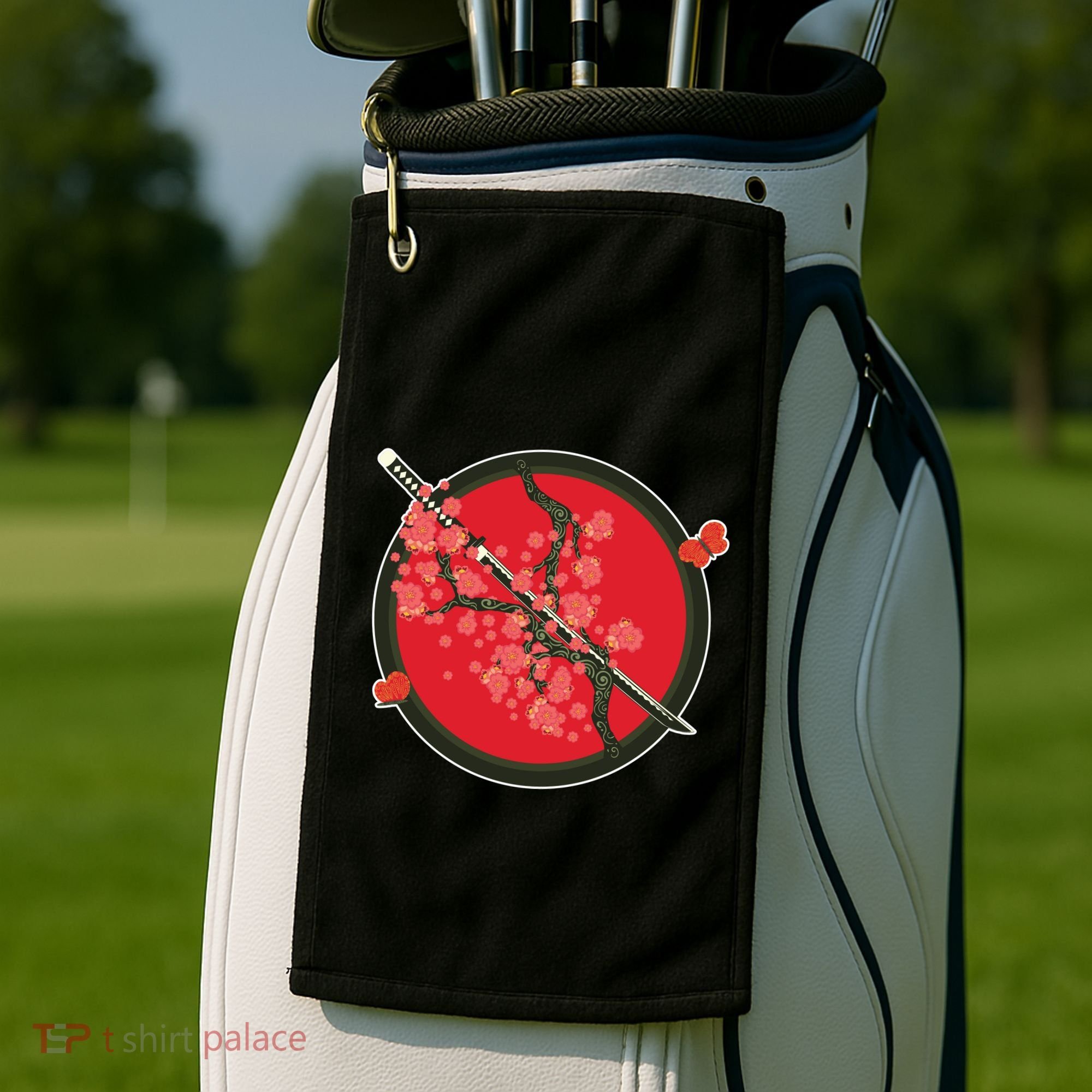 Katana Cherry Blossoms Golf Towel