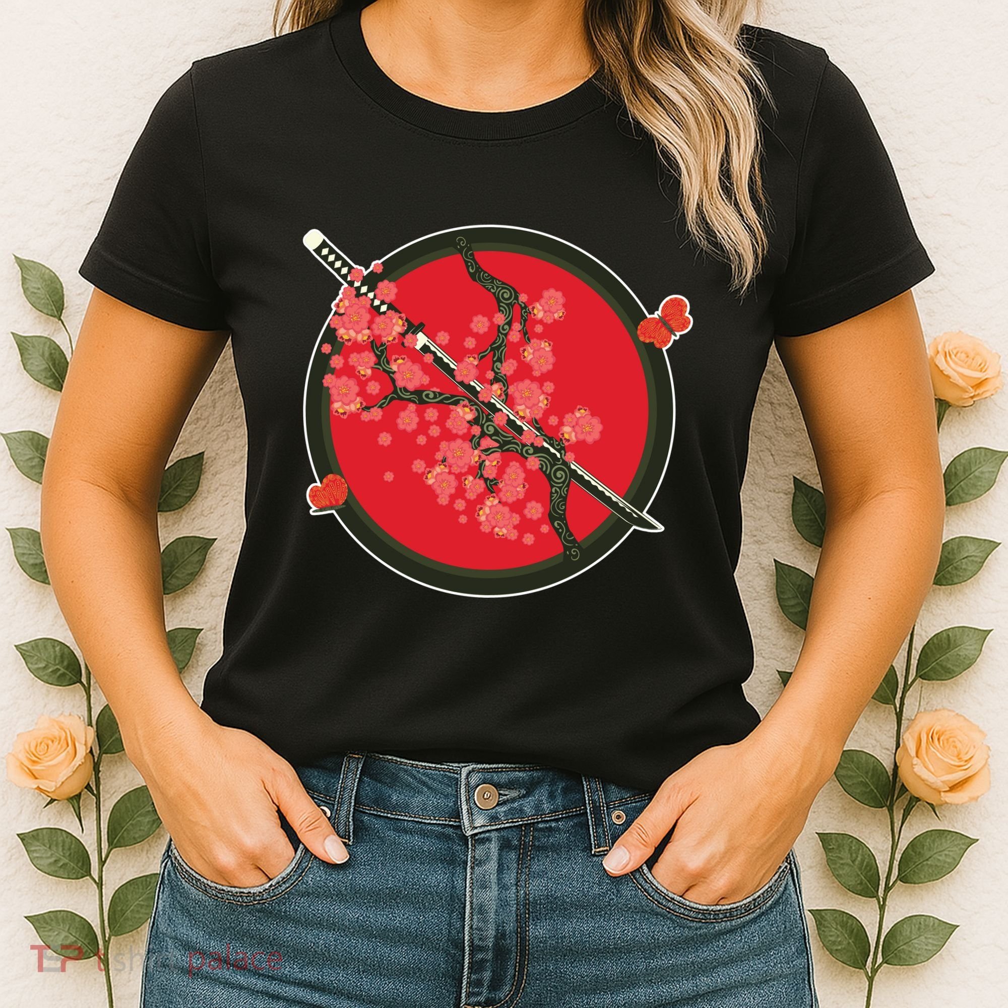 Katana Cherry Blossoms Women's T-Shirt