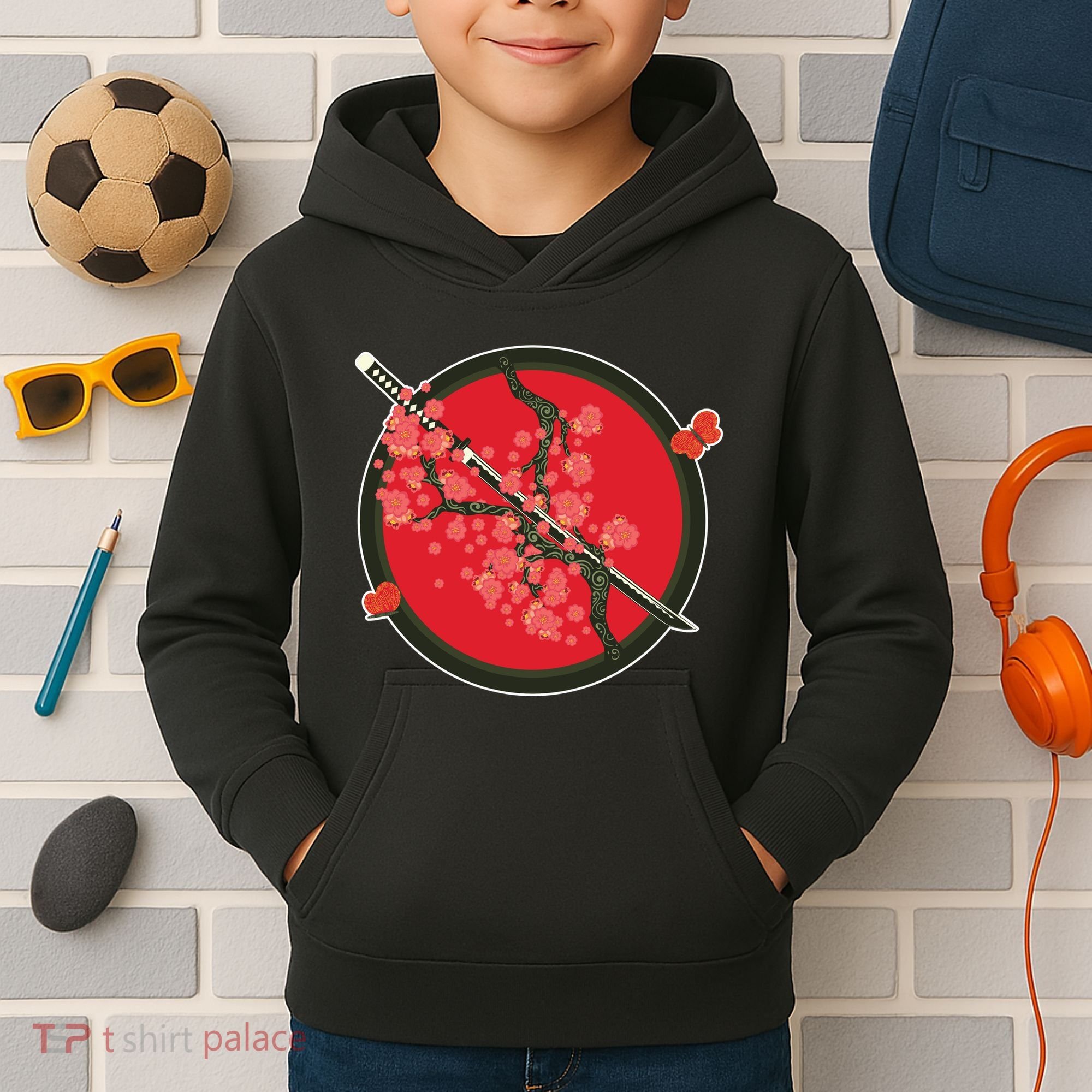 Katana Cherry Blossoms Kids Hoodie