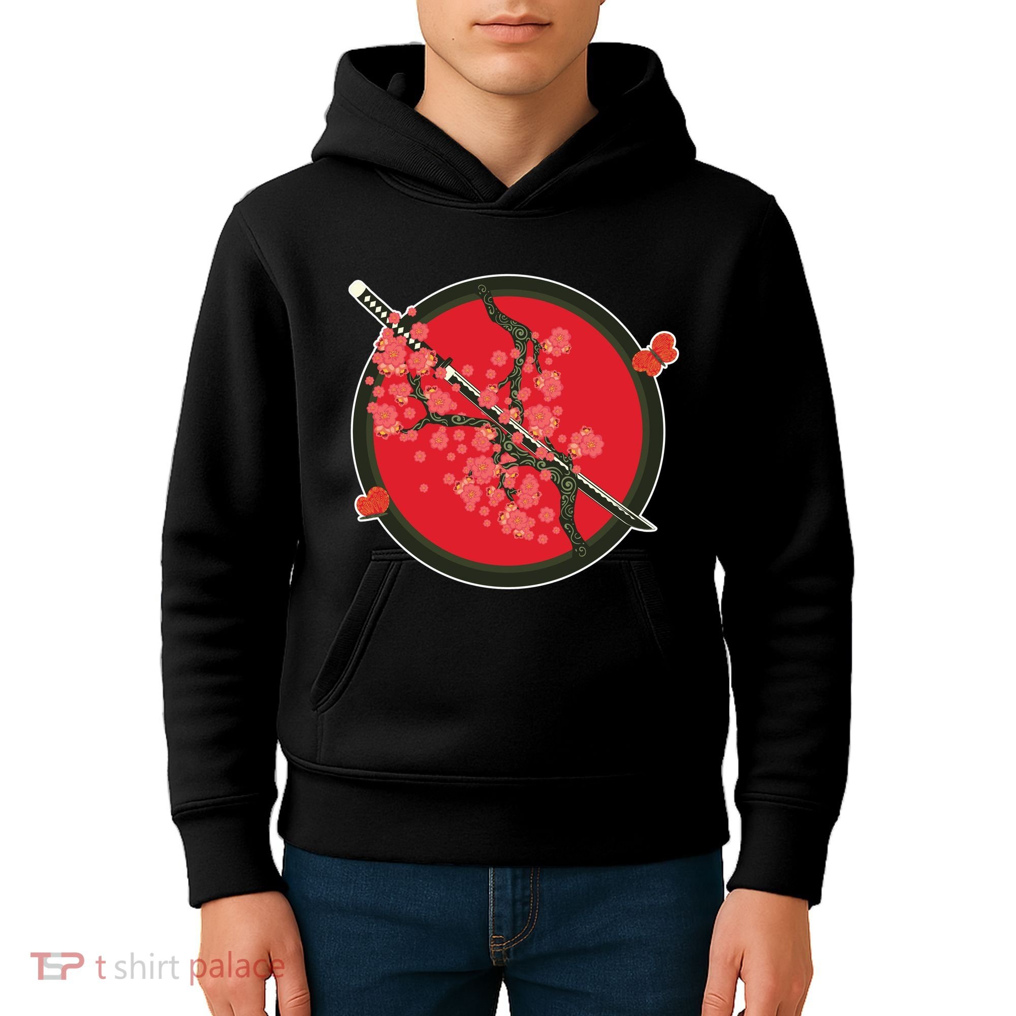 Katana Cherry Blossoms Kids Hoodie
