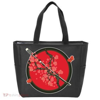 Katana Cherry Blossoms Tote Bag