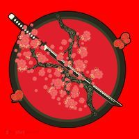 Katana Cherry Blossoms Santa Hat thumb 1