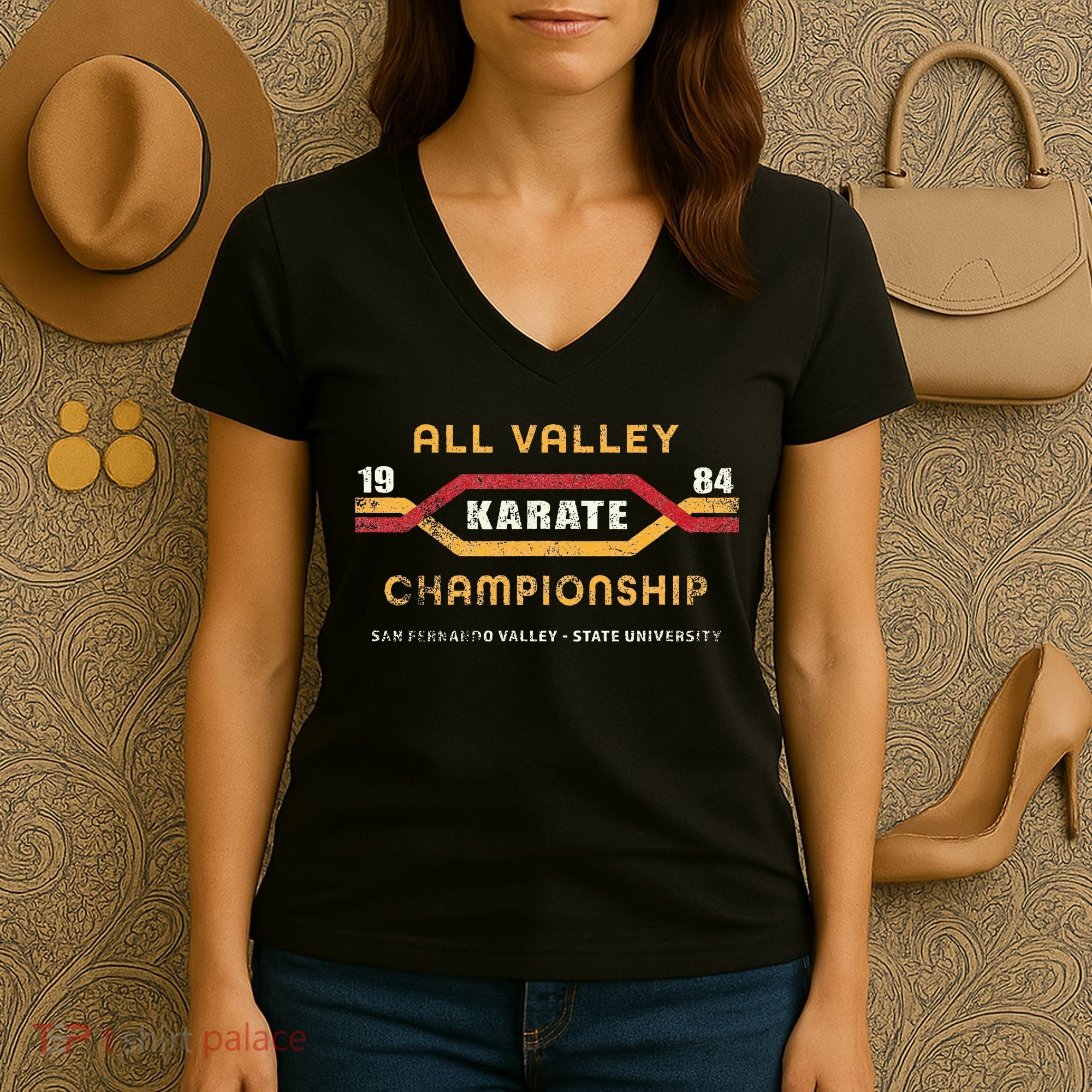 Karate All Valley 1984 Funny Women's V-Neck T-Shirt
