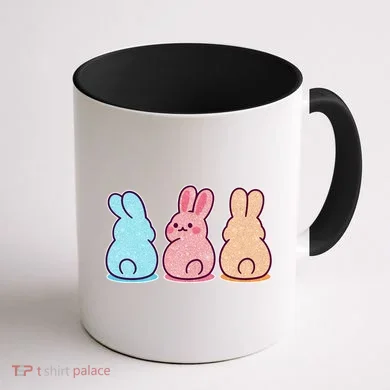 Kawaii Cute Easter Bunny Rabbits Coffee Mug back