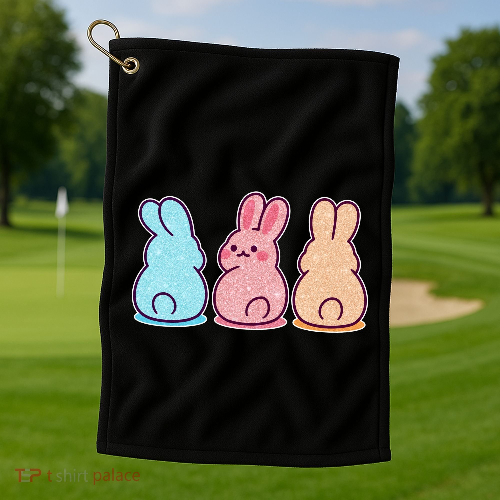 Kawaii Cute Easter Bunny Rabbits Golf Towel