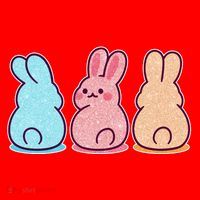Kawaii Cute Easter Bunny Rabbits Santa Hat thumb 1