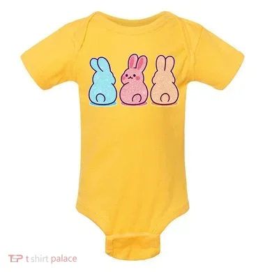 Kawaii Cute Easter Bunny Rabbits Baby Bodysuit