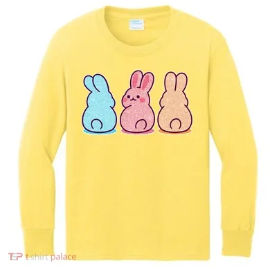 Kawaii Cute Easter Bunny Rabbits Kids Long Sleeve Shirt