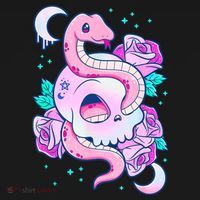 Kawaii Pastel Goth Cute Creepy Skull Serpent Snake Roses Backpack thumb 2