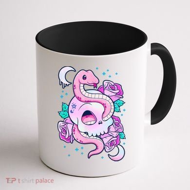 Kawaii Pastel Goth Cute Creepy Skull Serpent Snake Roses Coffee Mug back