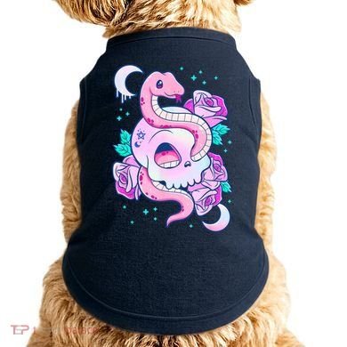 Kawaii Pastel Goth Cute Creepy Skull Serpent Snake Roses Doggie Tank