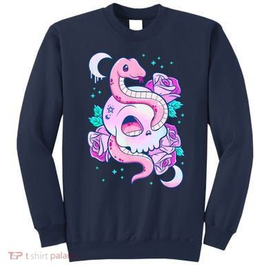 Kawaii Pastel Goth Cute Creepy Skull Serpent Snake Roses Sweatshirt