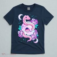 Kawaii Pastel Goth Cute Creepy Skull Serpent Snake Roses T-Shirt thumb 5