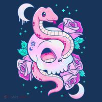 Kawaii Pastel Goth Cute Creepy Skull Serpent Snake Roses Women's Hoodie thumb 2