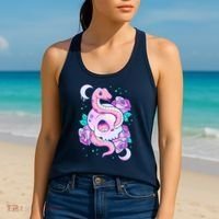 Kawaii Pastel Goth Cute Creepy Skull Serpent Snake Roses Women's Tank Top thumb 2