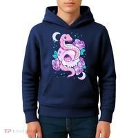 Kawaii Pastel Goth Cute Creepy Skull Serpent Snake Roses Kids Hoodie thumb 4