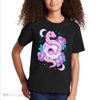 Kawaii Pastel Goth Cute Creepy Skull Serpent Snake Roses Kids T-Shirt thumb 2