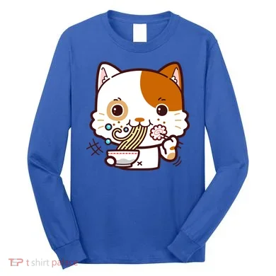 Kawaii Ramen Cat Long Sleeve Shirt