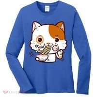 Kawaii Ramen Cat Women's Long Sleeve Shirt thumb 0
