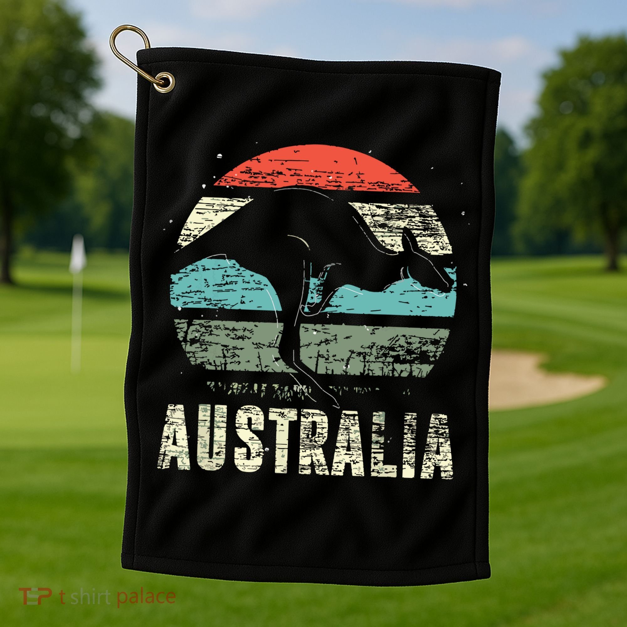Kangaroo Aussie Zoo Animal Lover Retro Australia Golf Towel