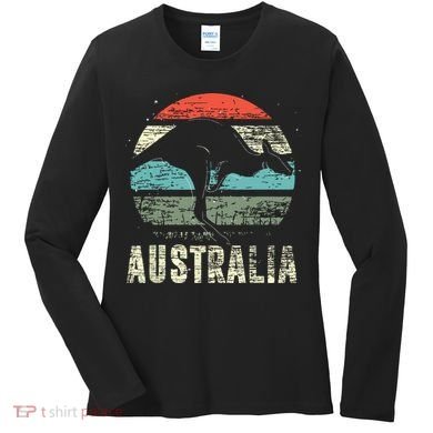 Kangaroo Aussie Zoo Animal Lover Retro Australia Women's Long Sleeve Shirt