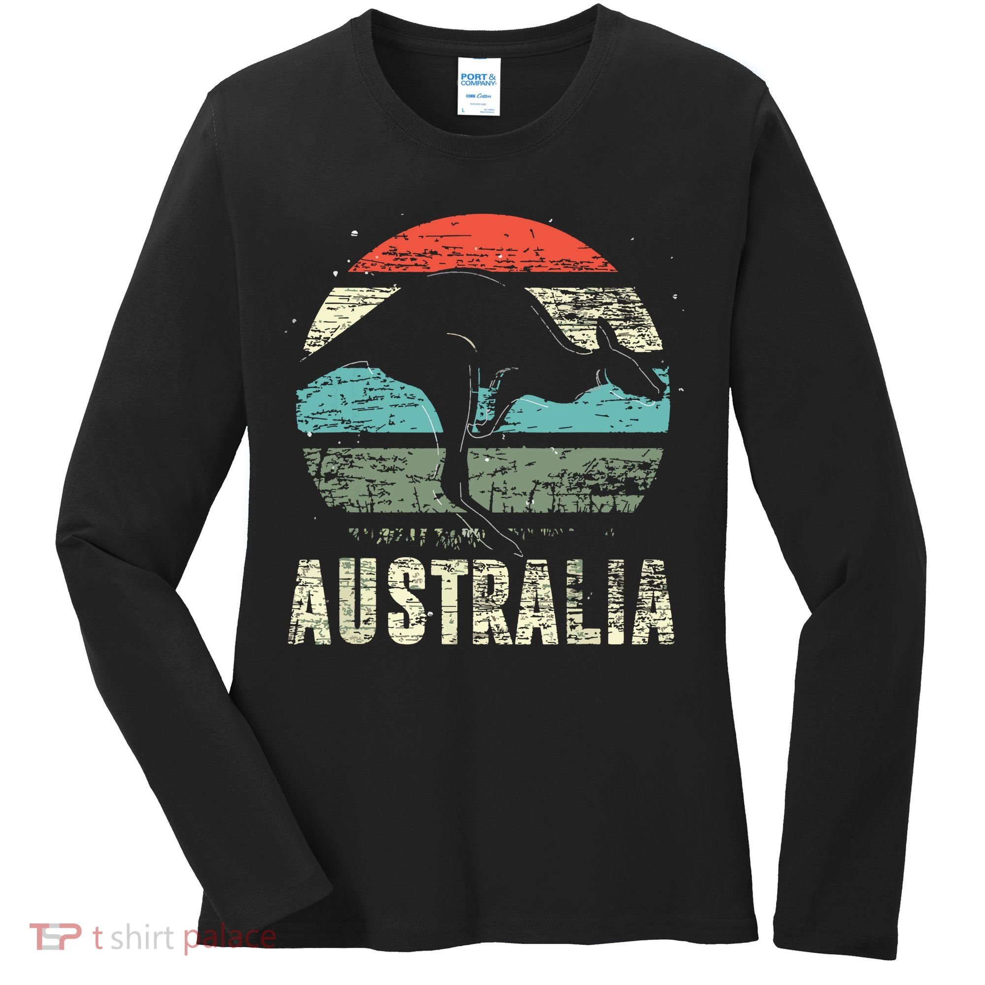 Kangaroo Aussie Zoo Animal Lover Retro Australia Women's Long Sleeve Shirt