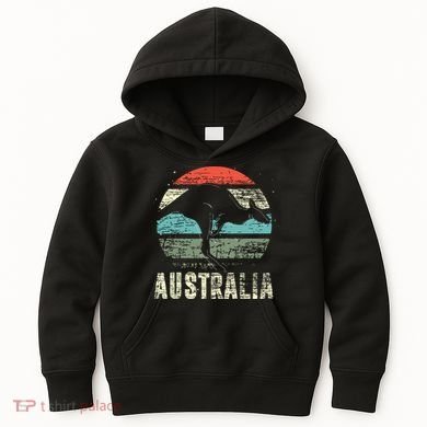Kangaroo Aussie Zoo Animal Lover Retro Australia Kids Hoodie
