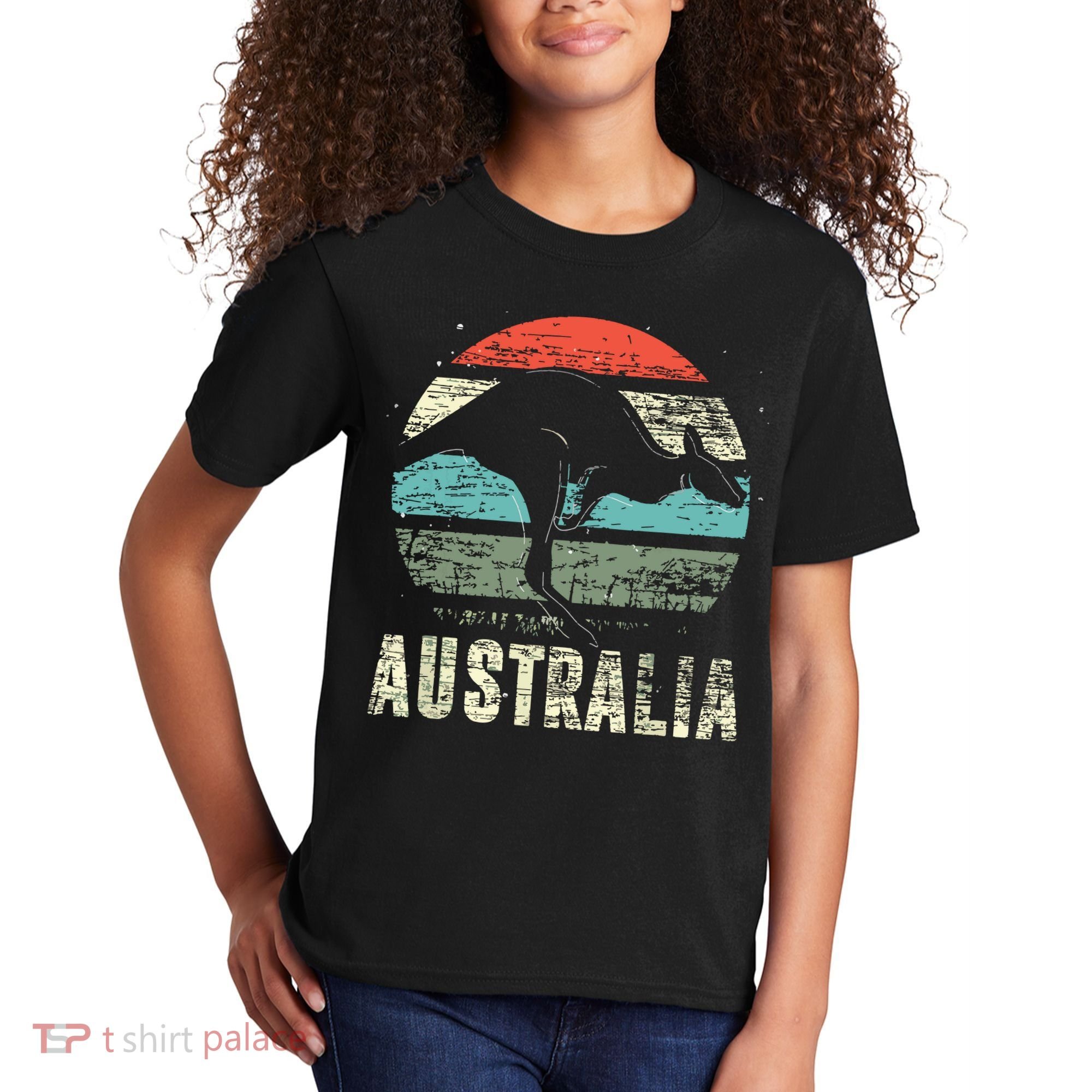 Kangaroo Aussie Zoo Animal Lover Retro Australia Kids T-Shirt