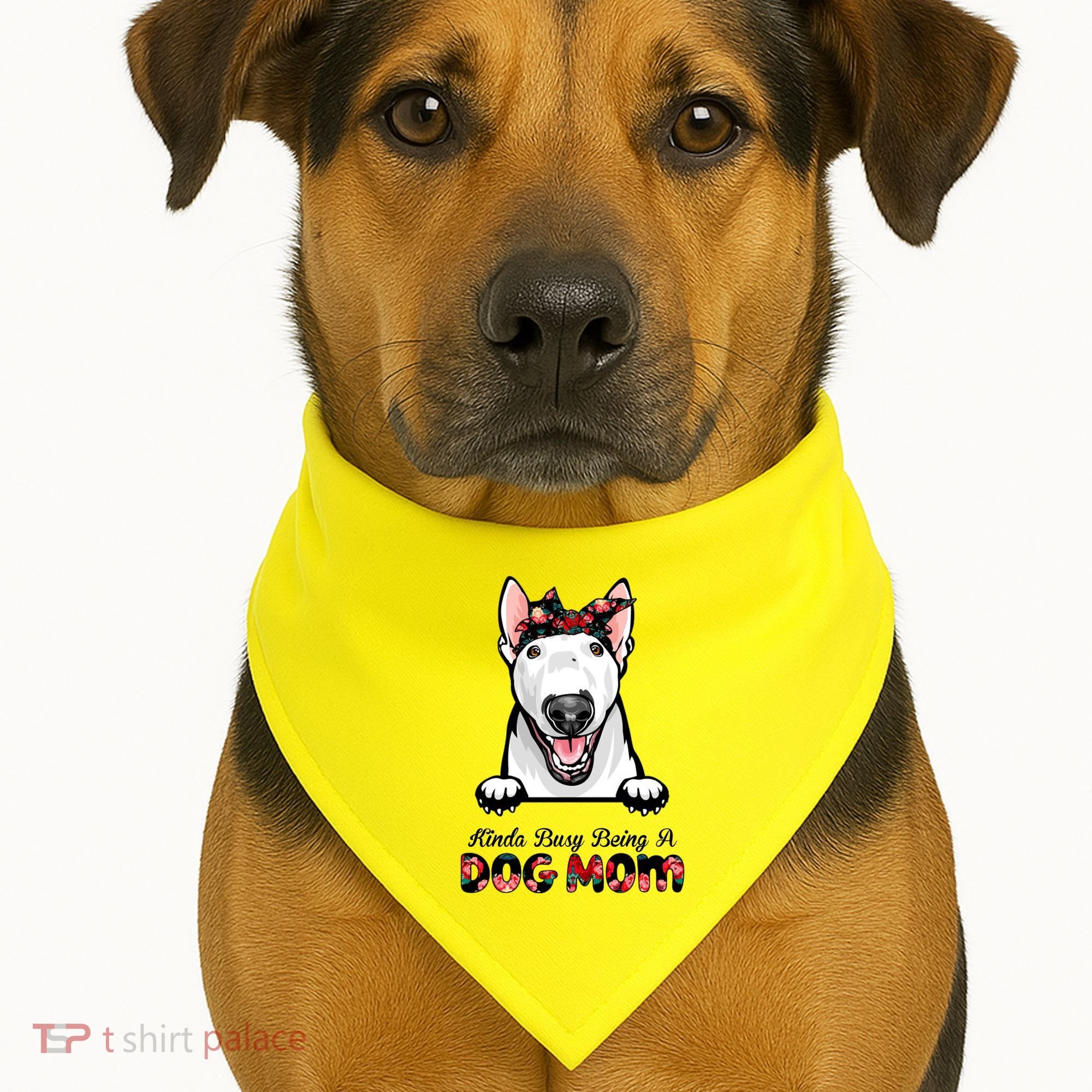 Kinda Busy Being A Dog Mom Floral USA-Made Doggie Bandana
