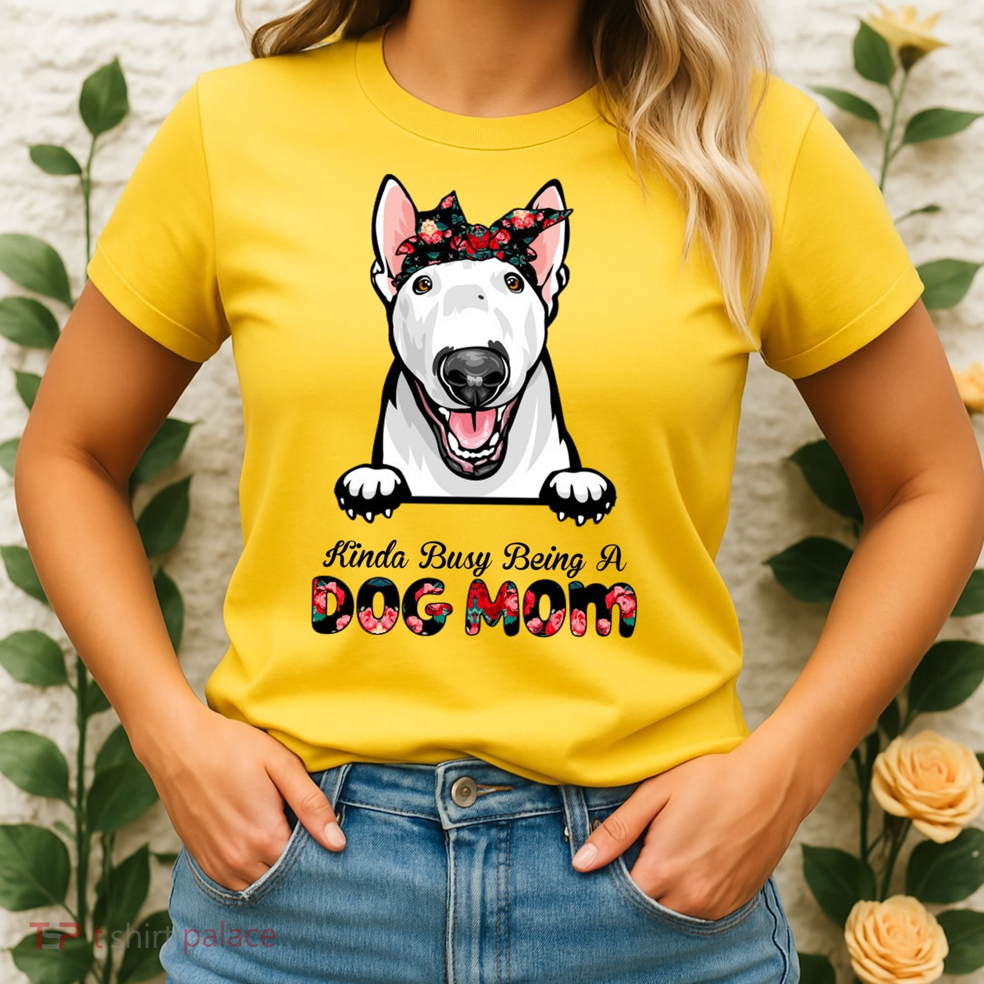 Kinda Busy Being A Dog Mom Floral Women's T-Shirt