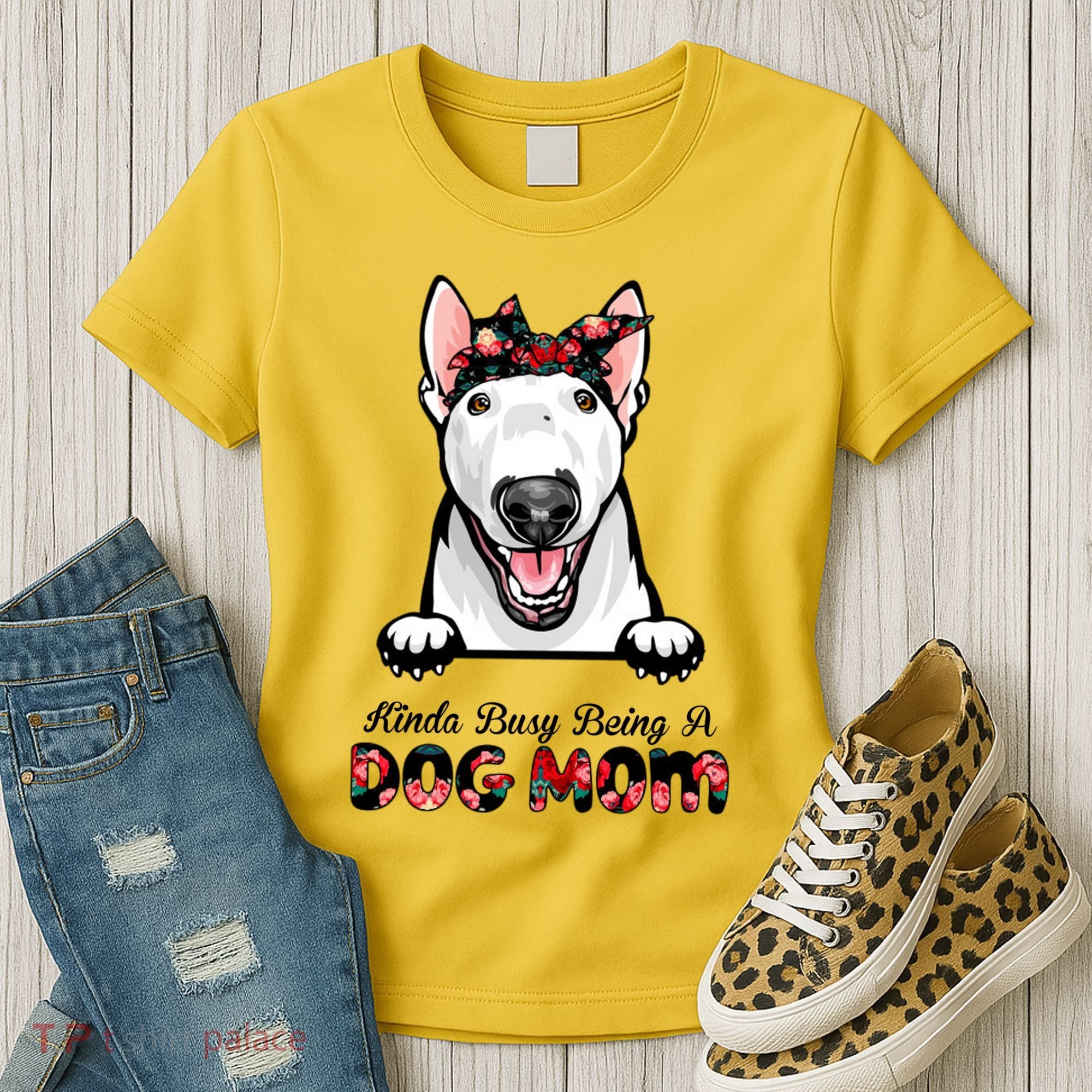 Kinda Busy Being A Dog Mom Floral Women's T-Shirt
