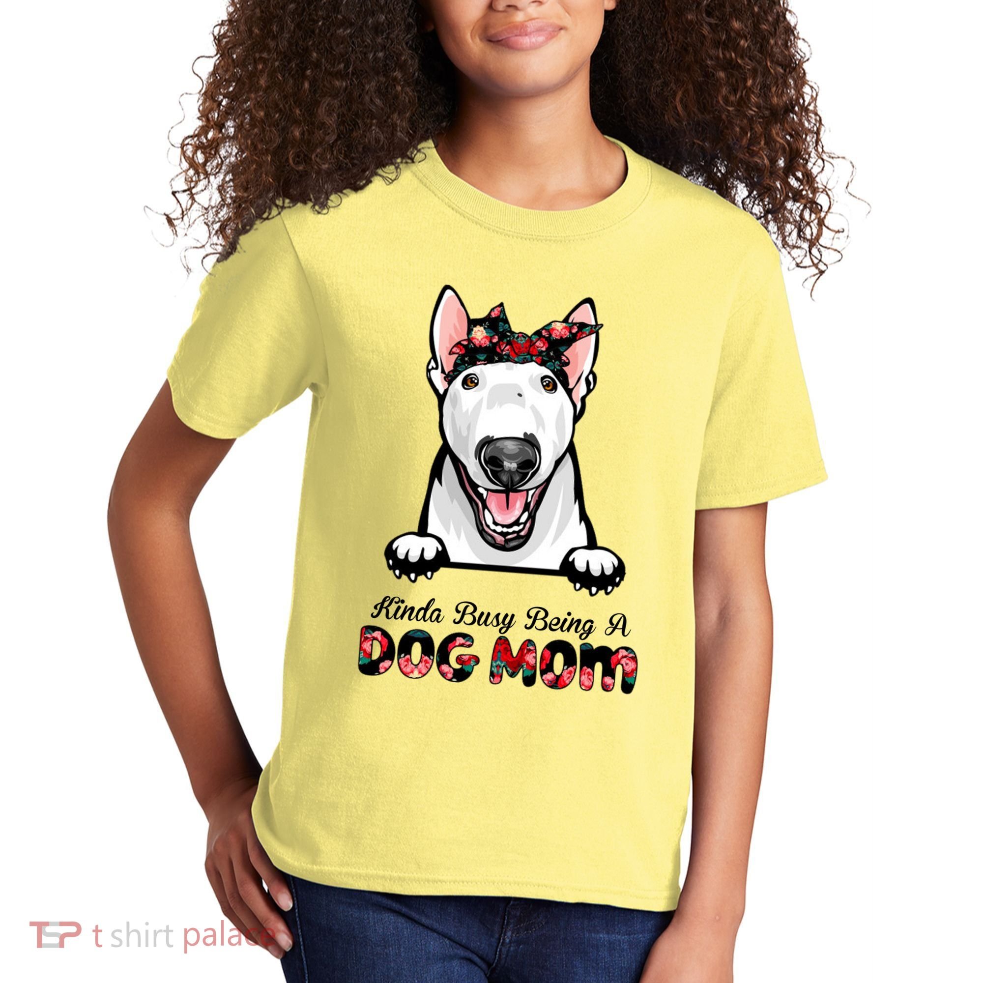 Kinda Busy Being A Dog Mom Floral Kids T-Shirt