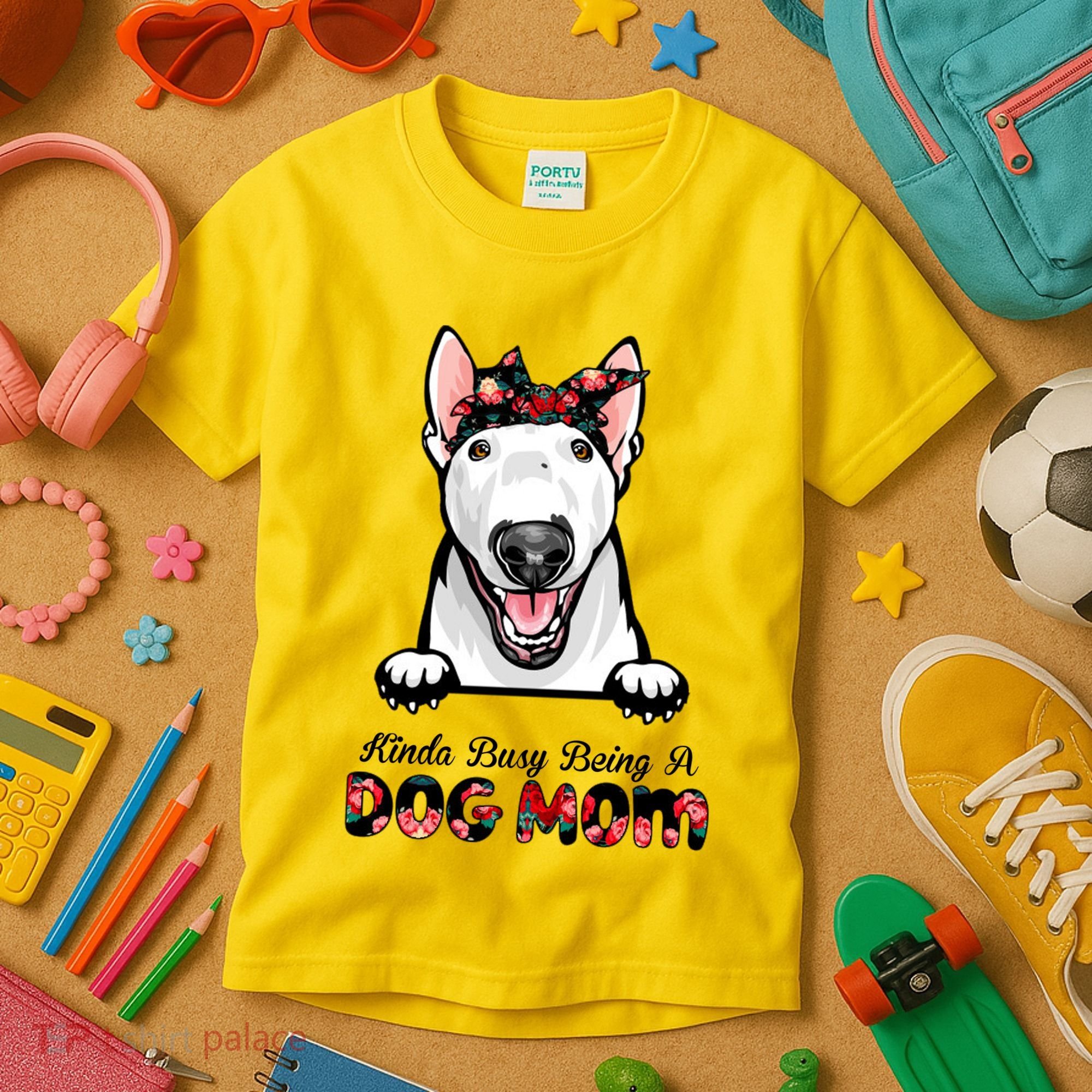 Kinda Busy Being A Dog Mom Floral Kids T-Shirt