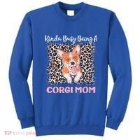 Kinda Busy Being A Corgi Mom Pembroke Welsh Dog Mama Leopard Gift Sweatshirt thumb 0