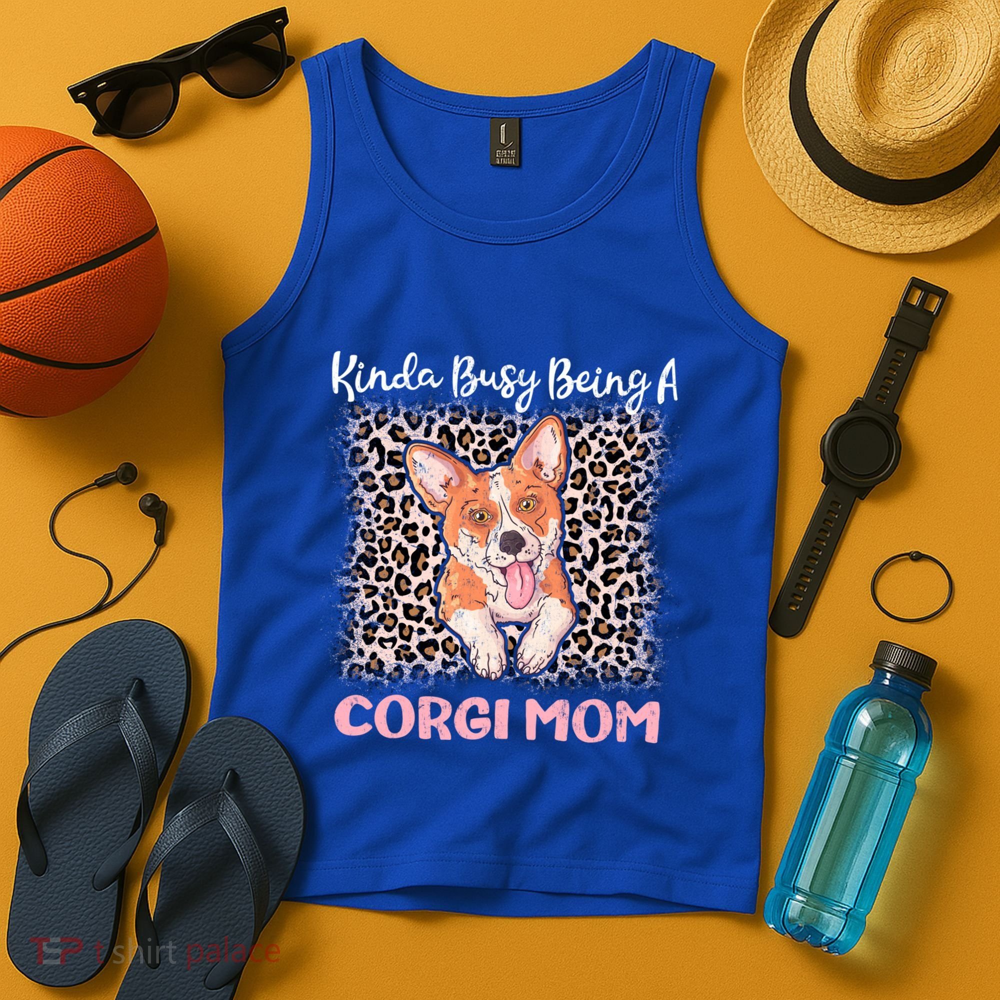 Kinda Busy Being A Corgi Mom Pembroke Welsh Dog Mama Leopard Gift Tank Top