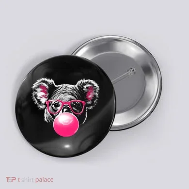 Koala Bear Blowing Bubblegum Button