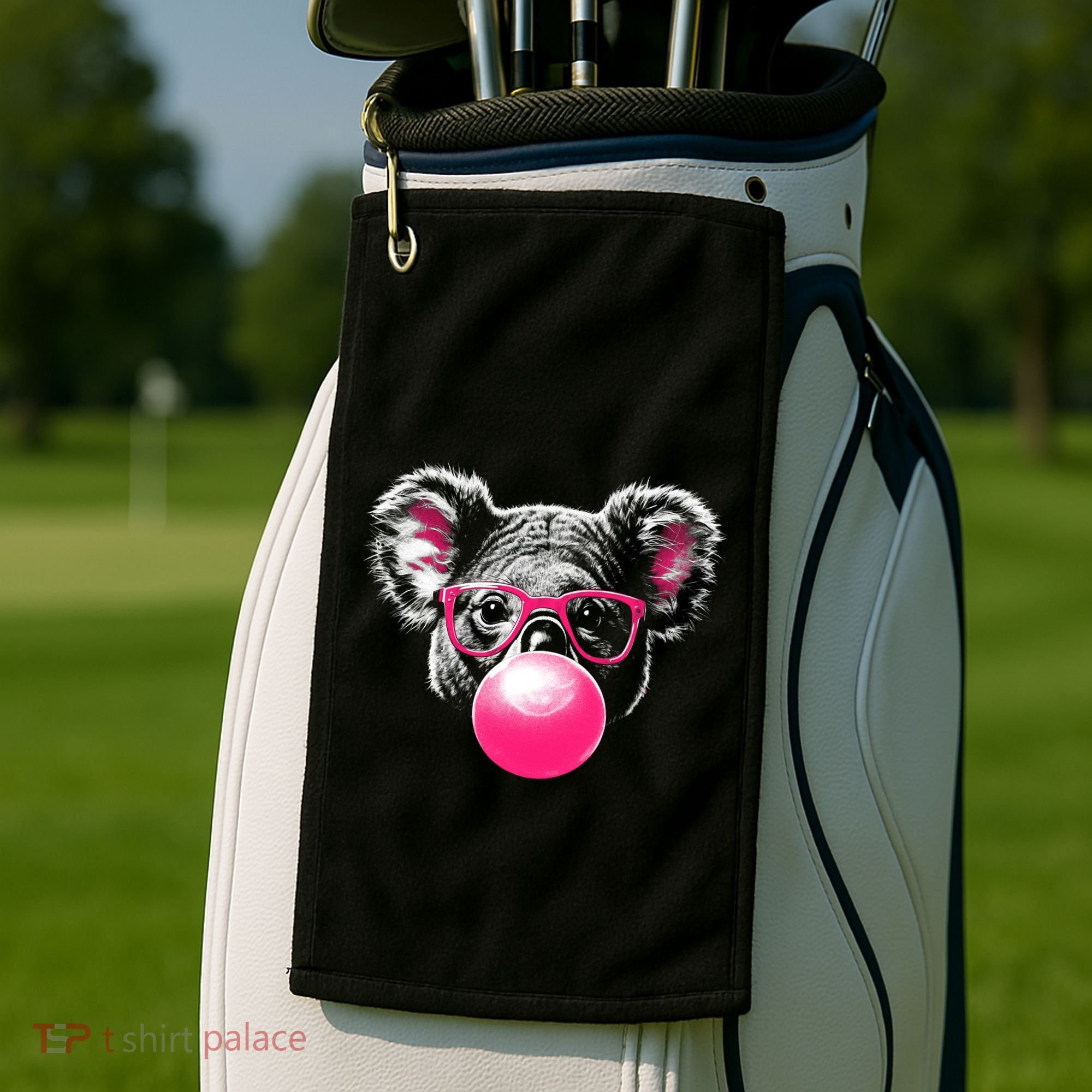 Koala Bear Blowing Bubblegum Golf Towel
