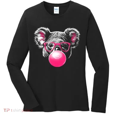 Koala Bear Blowing Bubblegum Women's Long Sleeve Shirt