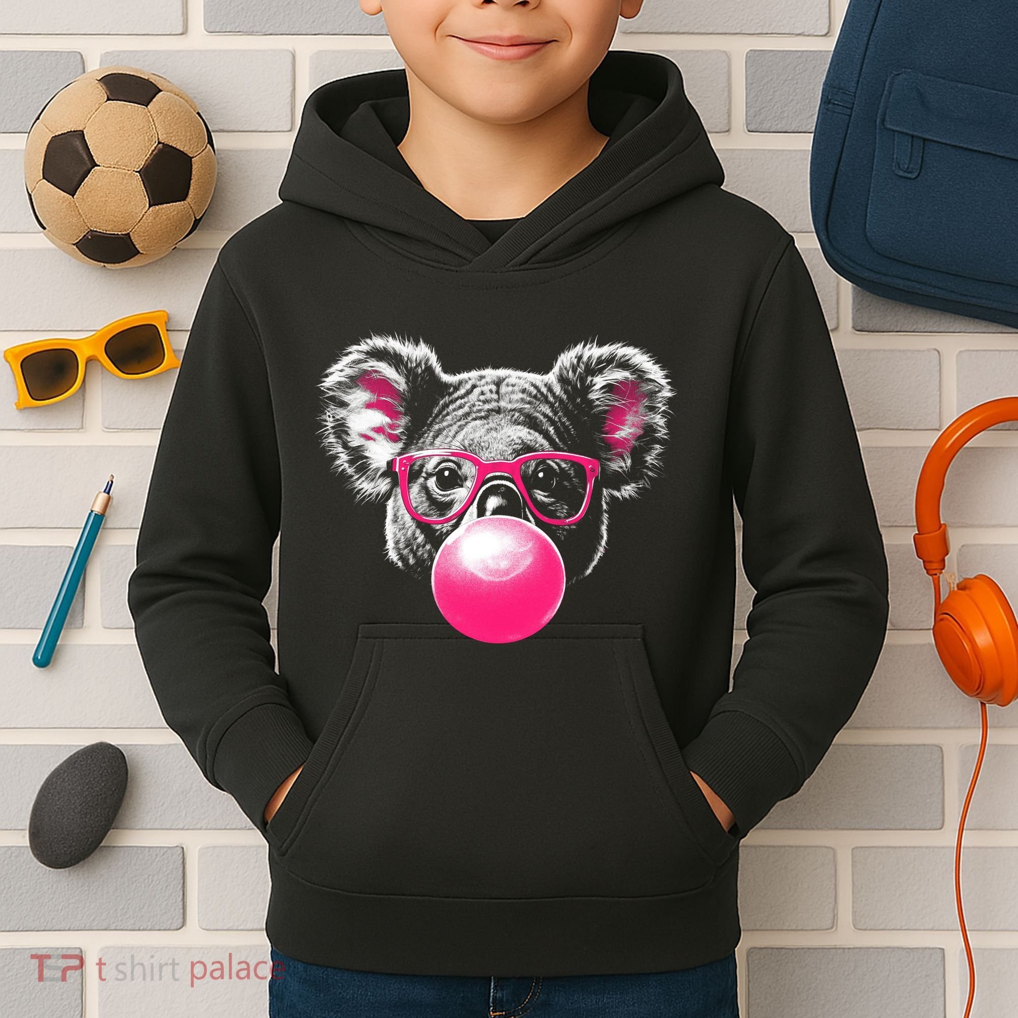 Koala Bear Blowing Bubblegum Kids Hoodie