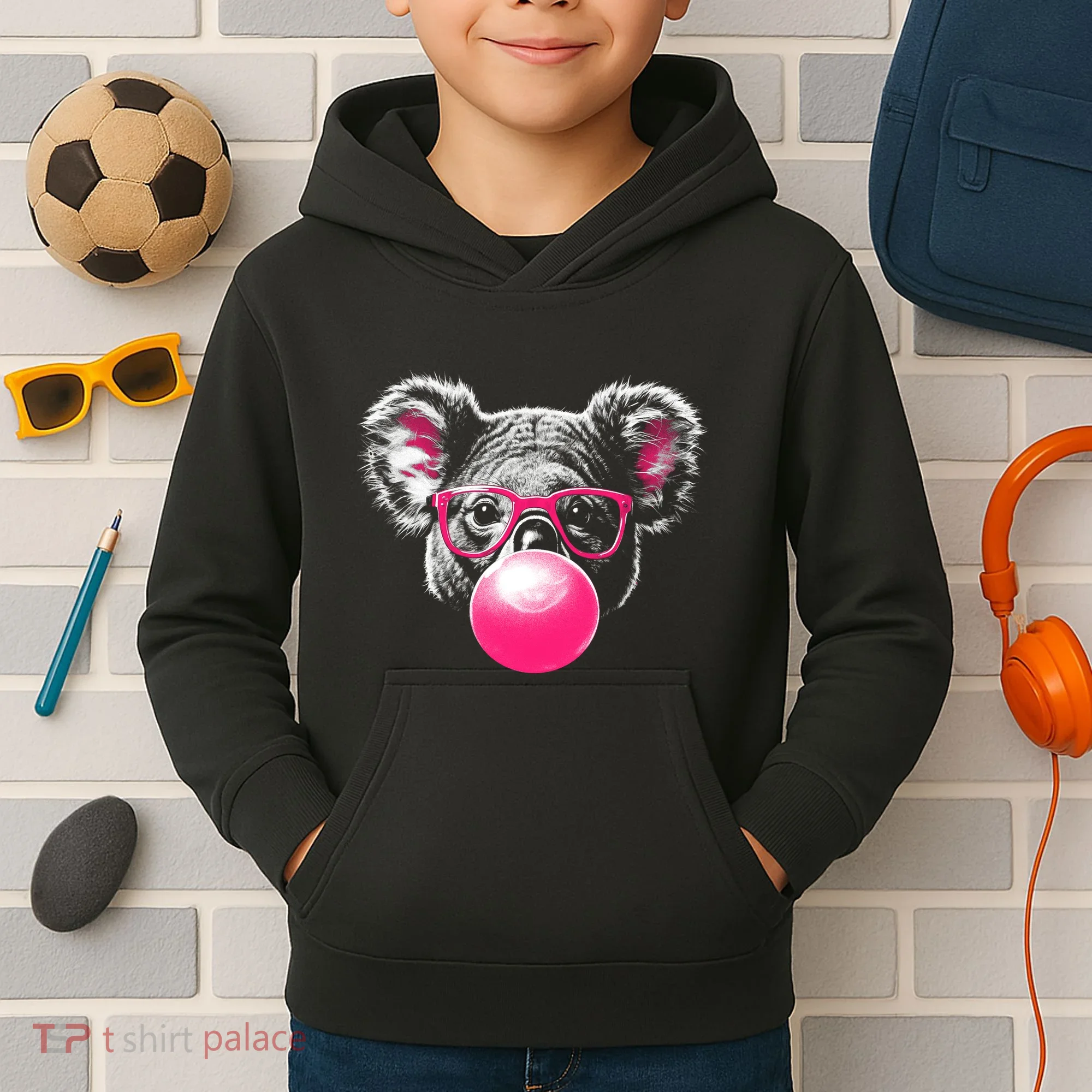 Koala Bear Blowing Bubblegum Kids Hoodie