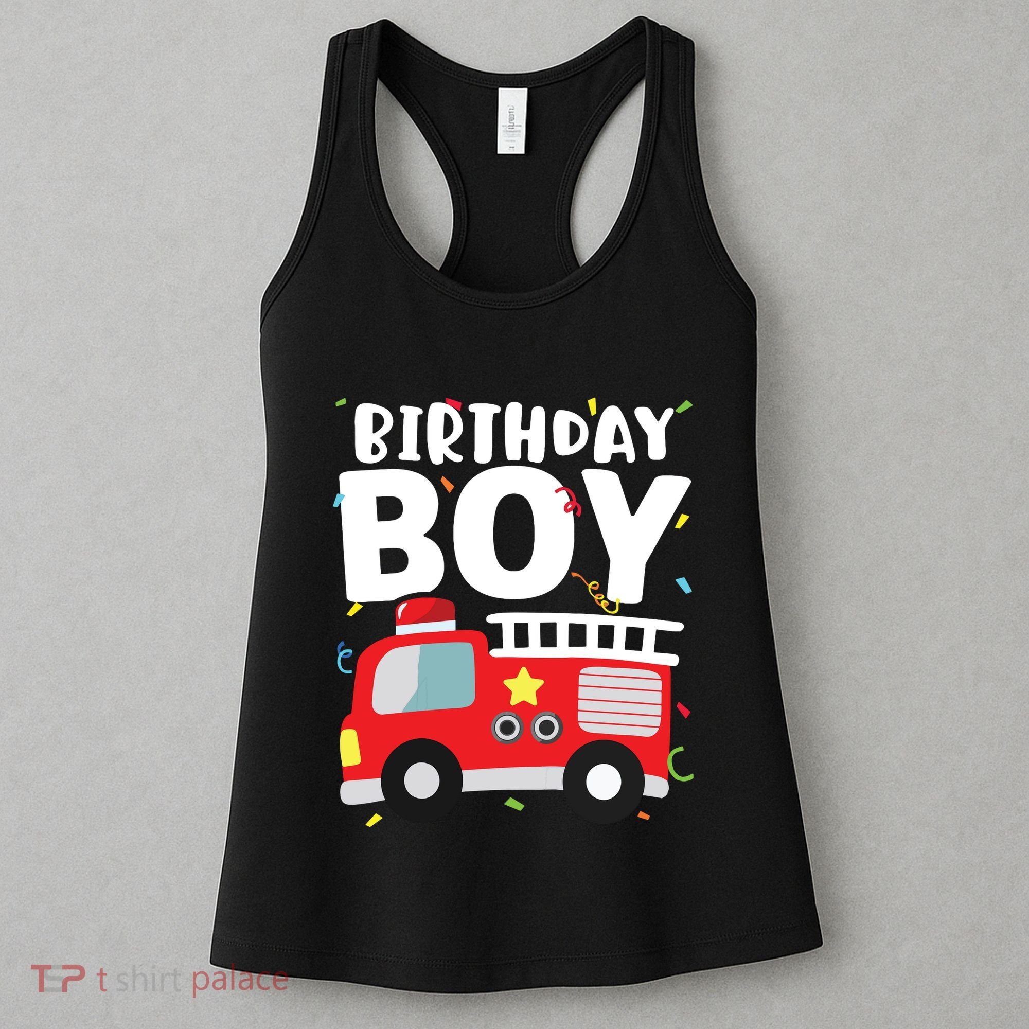Kids Birthday Boy Fire Truck Party Firefighter Theme Women's Tank Top