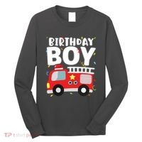 Kids Birthday Boy Fire Truck Party Firefighter Theme Long Sleeve Shirt thumb 0