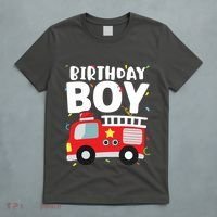 Kids Birthday Boy Fire Truck Party Firefighter Theme T-Shirt thumb 5