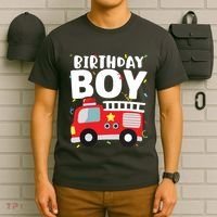 Kids Birthday Boy Fire Truck Party Firefighter Theme T-Shirt thumb 6