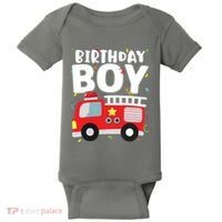 Kids Birthday Boy Fire Truck Party Firefighter Theme Baby Bodysuit thumb 0