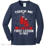 Kick Boxer Boxing Coach Funny Kick Boxing Lover Saying Kids Long Sleeve Shirt thumb 0