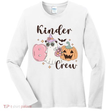 Kinder Boo Crew Kindergarten Boo Crew Kindergarten Halloween Women's Long Sleeve Shirt