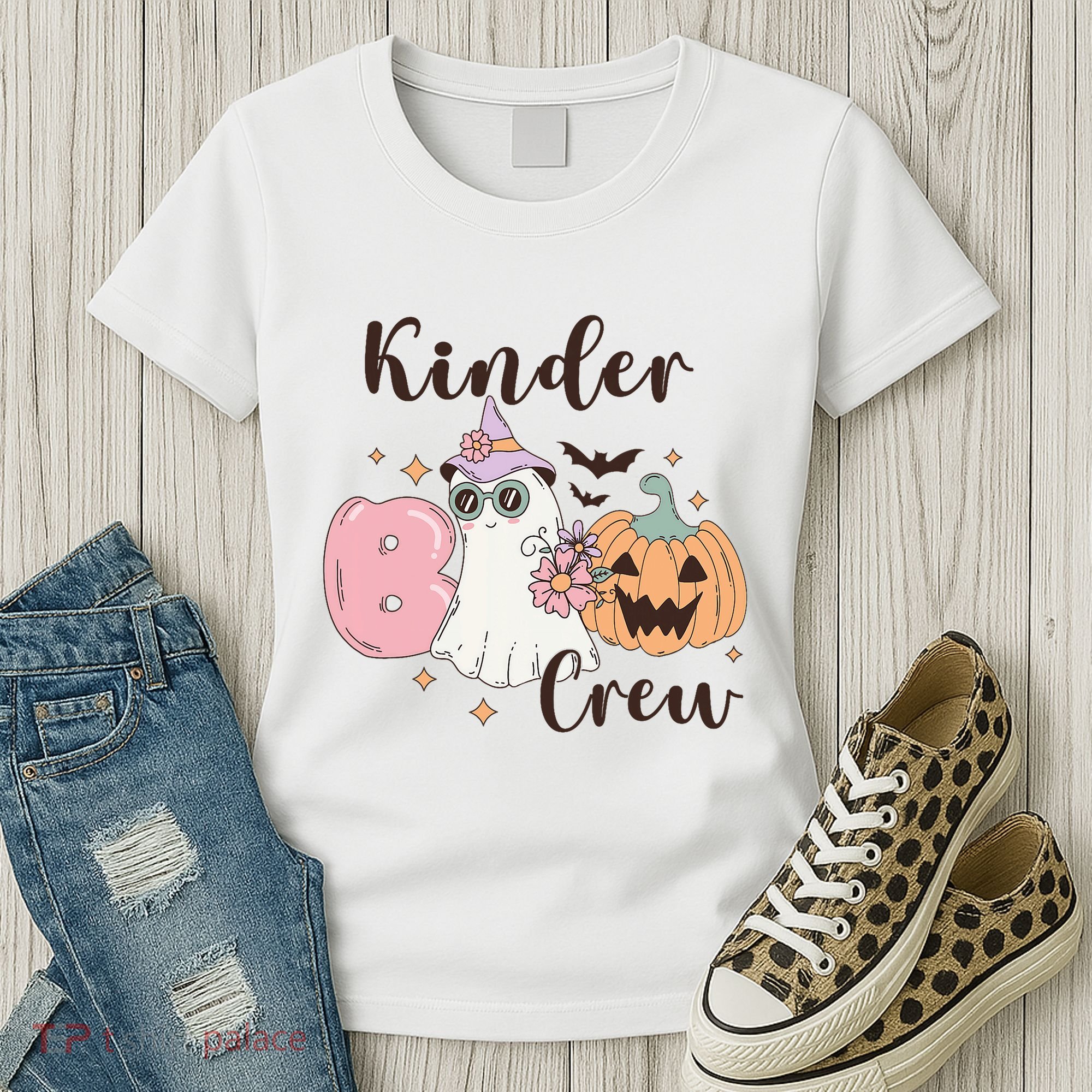 Kinder Boo Crew Kindergarten Boo Crew Kindergarten Halloween Women's T-Shirt